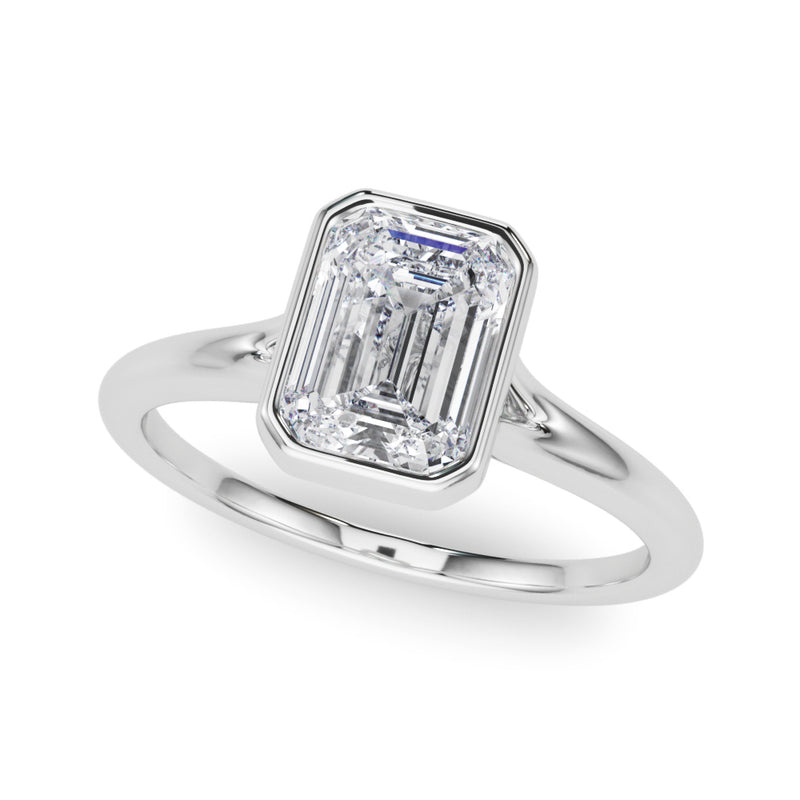 Emerald Solitaire Ec Bezel Set Engagement Ring