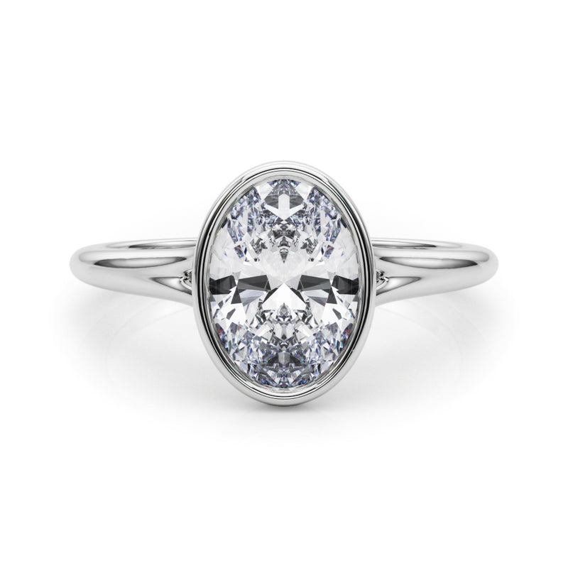 Solitaire Ov Bezel Set Engagement Ring (85417)