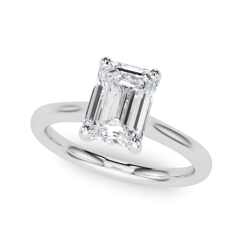 Emerald Solitaire Cut Engagement Ring