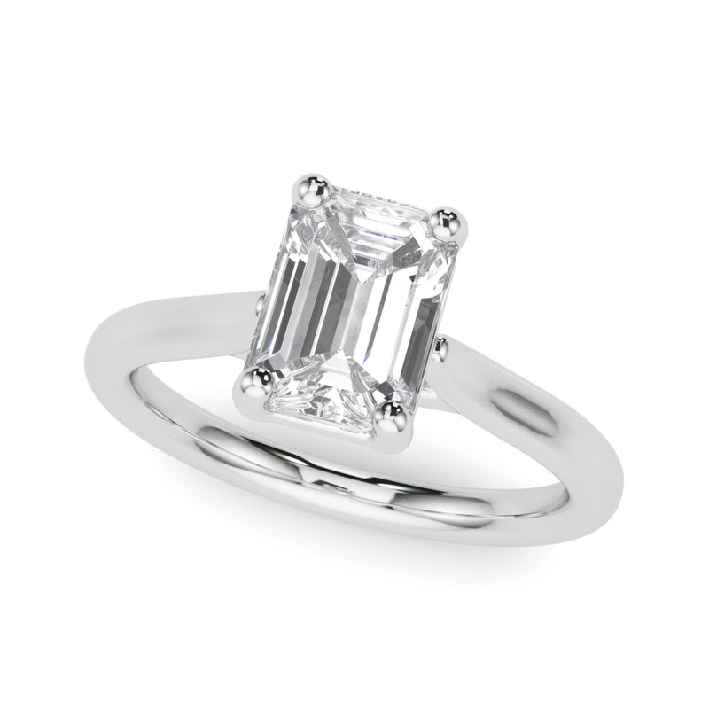 Emerald Solitaire Cut Engagement Ring