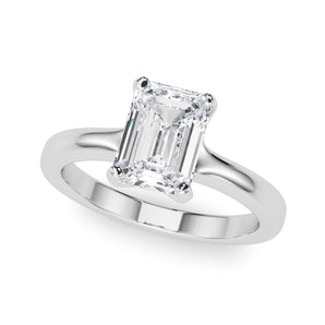 Emerald Solitaire Cut Engagement Ring