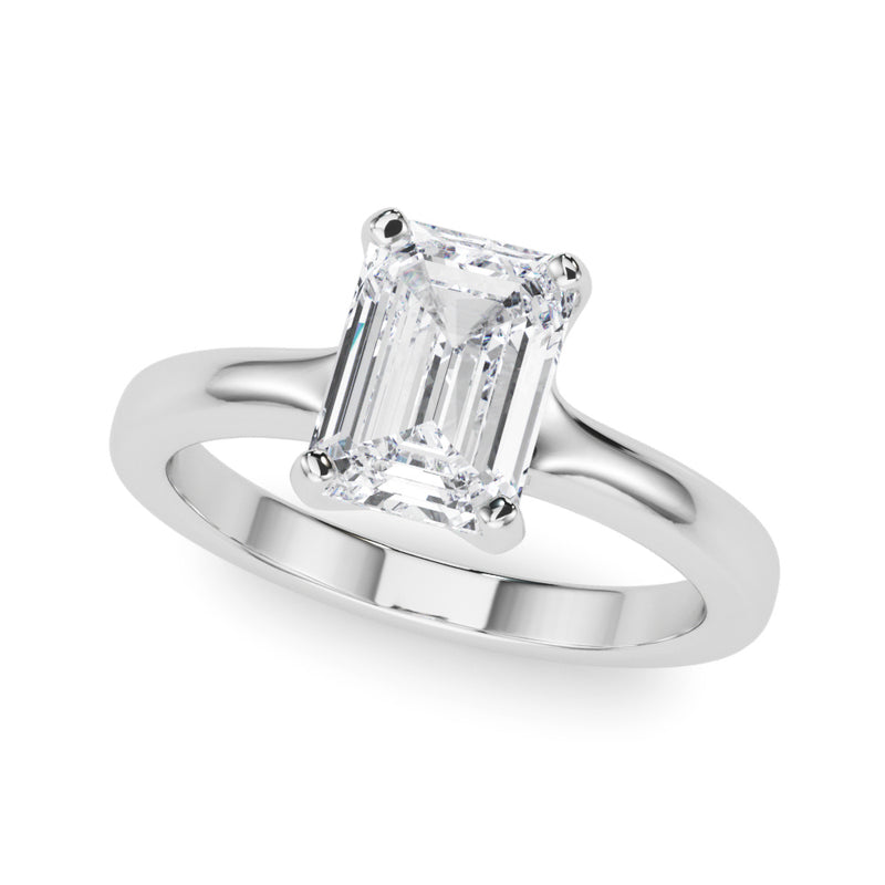 Emerald Solitaire Cut Engagement Ring