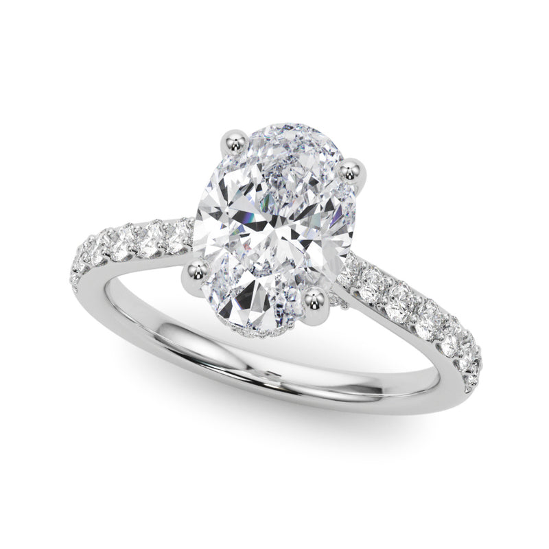 Oval Halo Round Engagement Ring