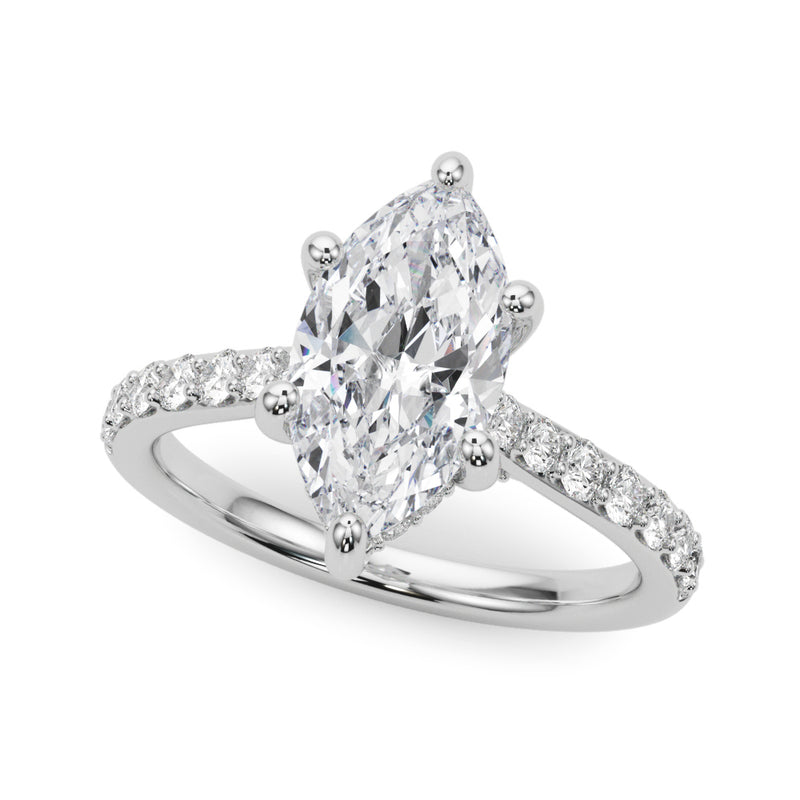 Marquise Halo Round Engagement Ring (85479)