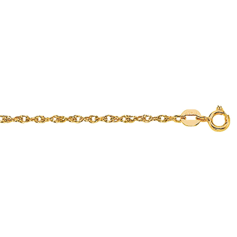 14K Gold 1.1mm Machine Rope Chain (Carded) 