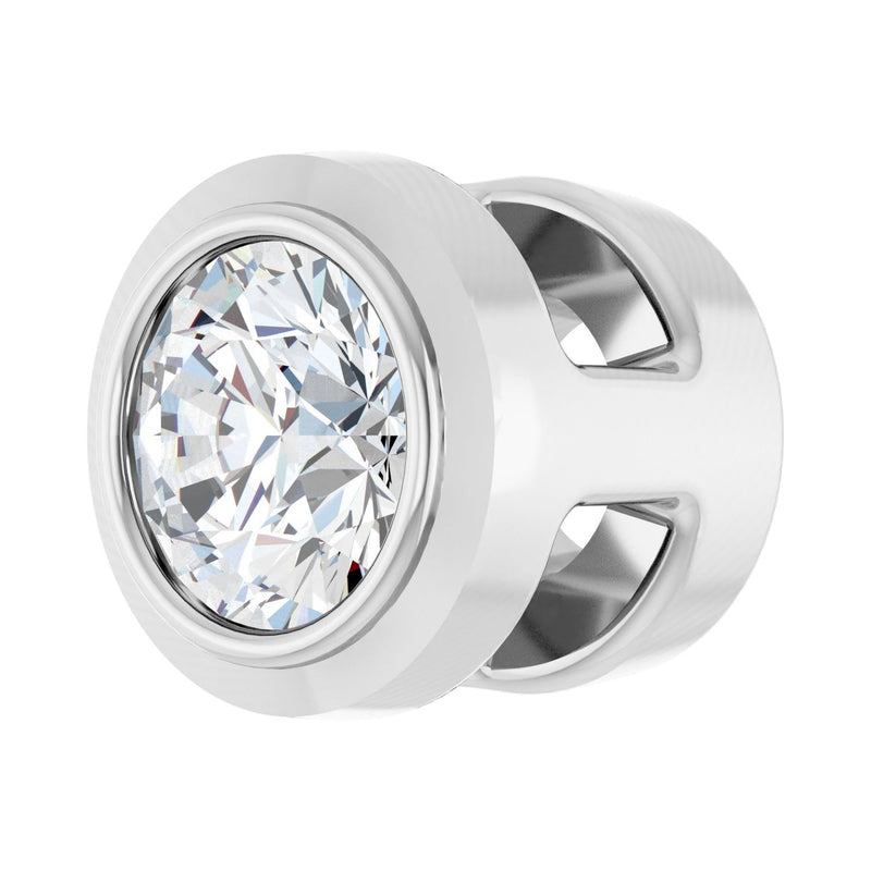 6 ct Round Lab Grown Diamond Bezel Pendant in 14K White Gold... - view 2