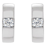 1/3 ct tw Round Lab Grown Diamond Accented Huggie Earrings in 14K... - view 2