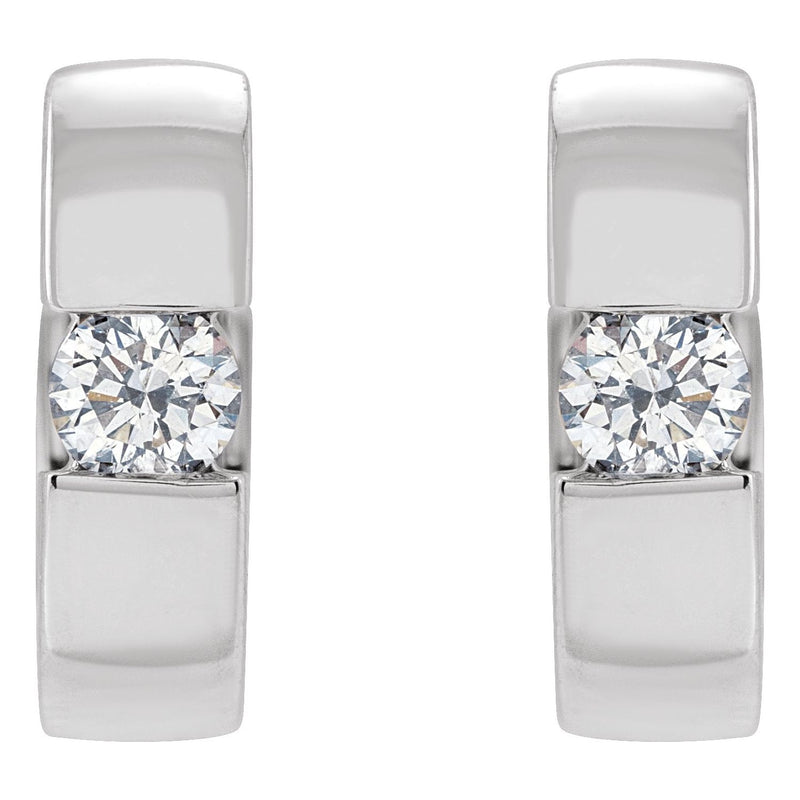1/3 ct tw Round Lab Grown Diamond Accented Huggie Earrings in 14K... - view 2