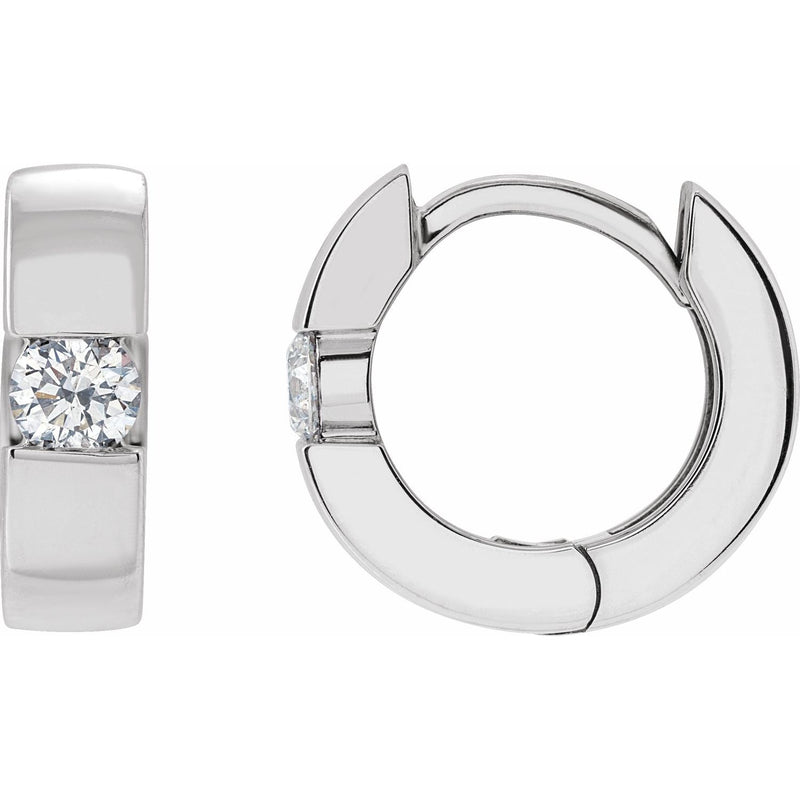 1/3 ct tw Round Lab Grown Diamond Accented Huggie Earrings in 14K...