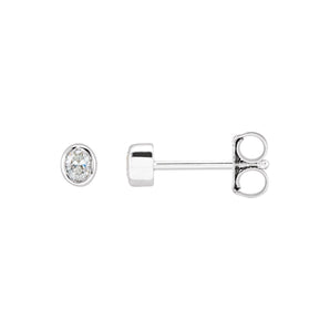 1/10 ct tw Oval Lab Grown Diamond Bezel Stud Earrings in 14K Whit...
