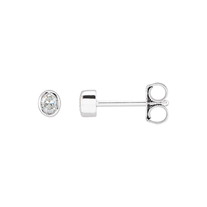 1/10 ct tw Oval Lab Grown Diamond Bezel Stud Earrings in 14K Whit...