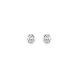 1/10 ct tw Oval Lab Grown Diamond Bezel Stud Earrings in 14K Whit... - view 2