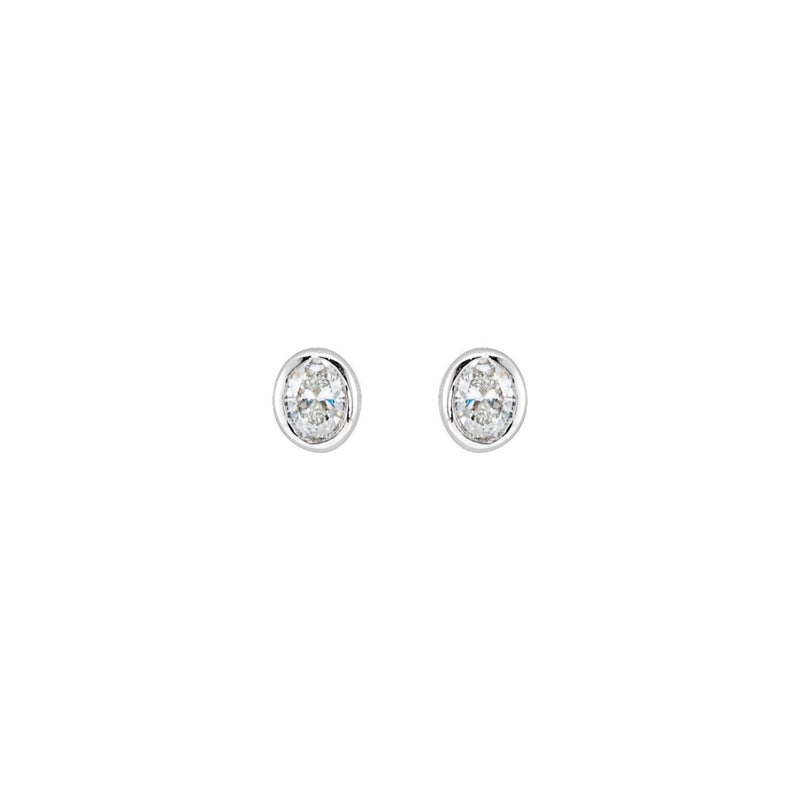 1/10 ct tw Oval Lab Grown Diamond Bezel Stud Earrings in 14K Whit... - view 2