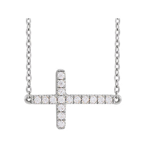 1/6 ct tw Cross Lab Grown Diamond Necklace in 14K White Gold (18"...
