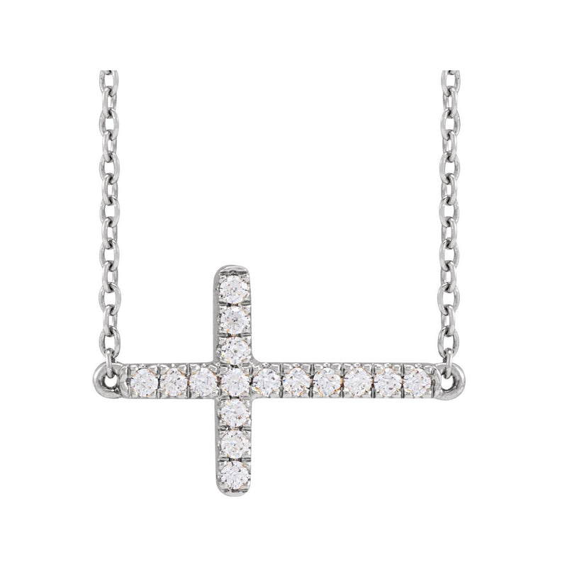 1/6 ct tw Cross Lab Grown Diamond Necklace in 14K White Gold (18"...