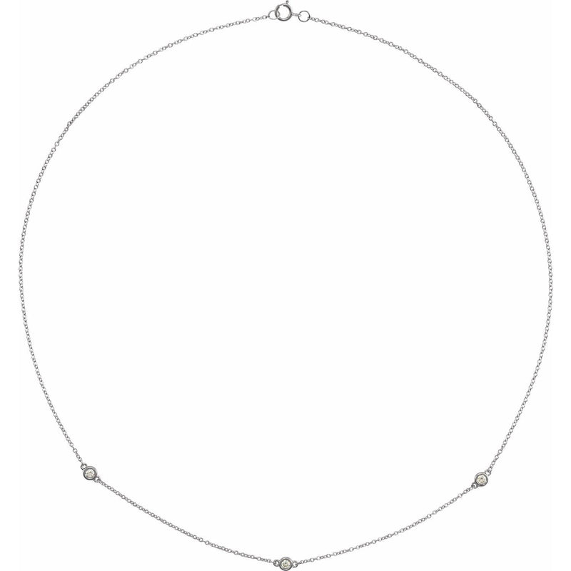 1 ct tw Bezel Station Lab Grown Diamond Necklace in 14K White Gol...
