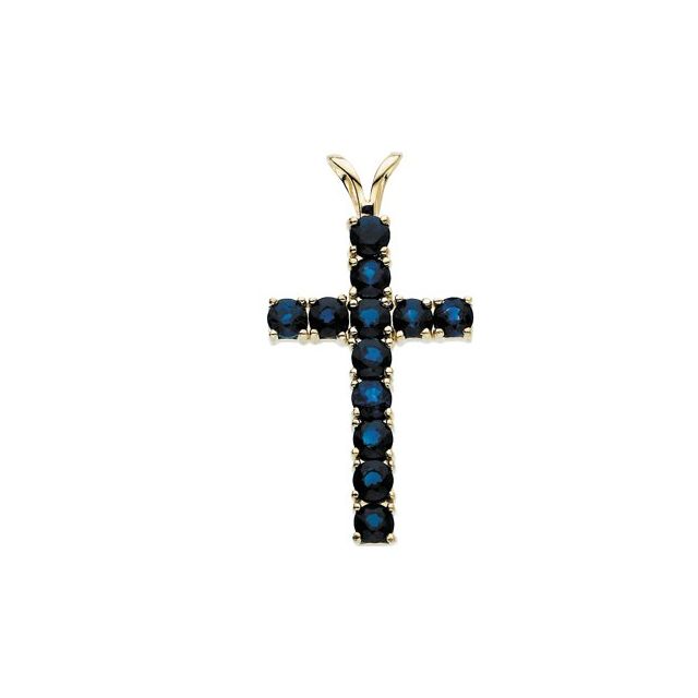 The Paulette — Round Accented Cross Pendant - Yellow