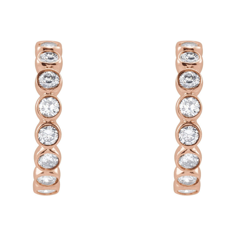 1/3 ct tw Round Lab Grown Diamond Bezel Hoop Earrings in 14K Whit... - view 2