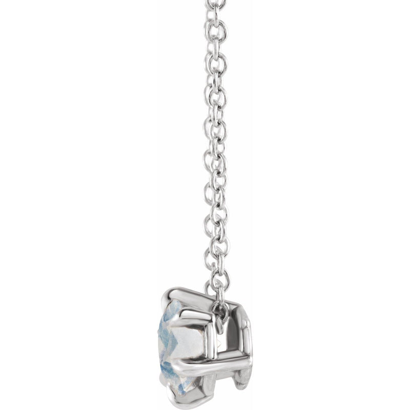 Solitaire Lab Grown Diamond Necklace in 14K White Gold (18")... - view 2