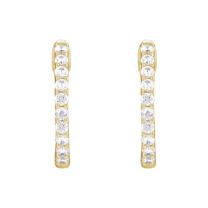 1 ct tw Round Lab Grown Diamond Hoop Earrings in 14K White Gold... - view 3