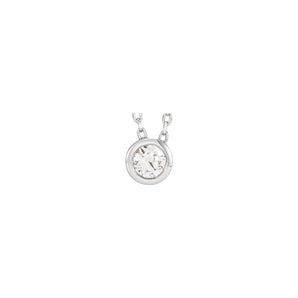 1 ct tw Solitaire Bezel Lab Grown Diamond Necklace in 14K White G...