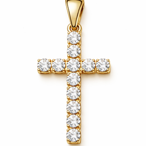 14K Yellow Gold Diamond Cross Pendant – 1.0ct