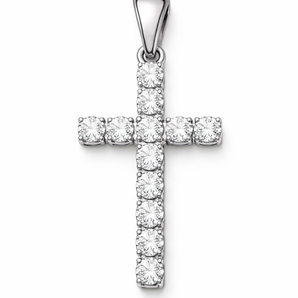 14K White Gold Diamond Cross Pendant – 1.0ct