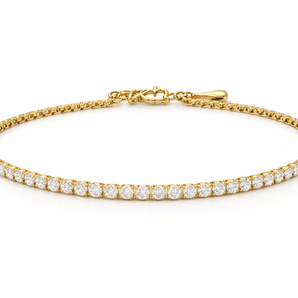 14K Yellow Gold Diamond Tennis Anklet