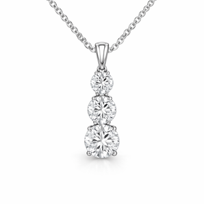 0.75 Carat Three-Stone Lab-Grown Diamond Pendant Necklace in 14K White Gold