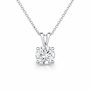0.75 Carat Round Lab-Grown Diamond Solitaire Pendant Necklace in 14K White Gold