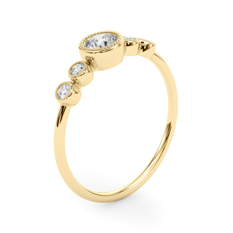 5 Stone Fashion Ring With Round Center - alt view
