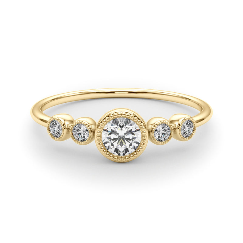 5 Stone Fashion Ring With Round Center - alt view