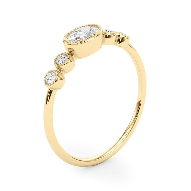 5 Stone Fashion Ring With Oval Center - alt view