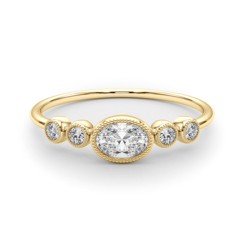 5 Stone Fashion Ring With Oval Center - alt view