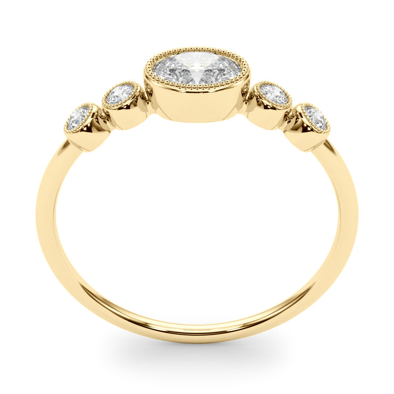 5 Stone Fashion Ring With Oval Center - alt view