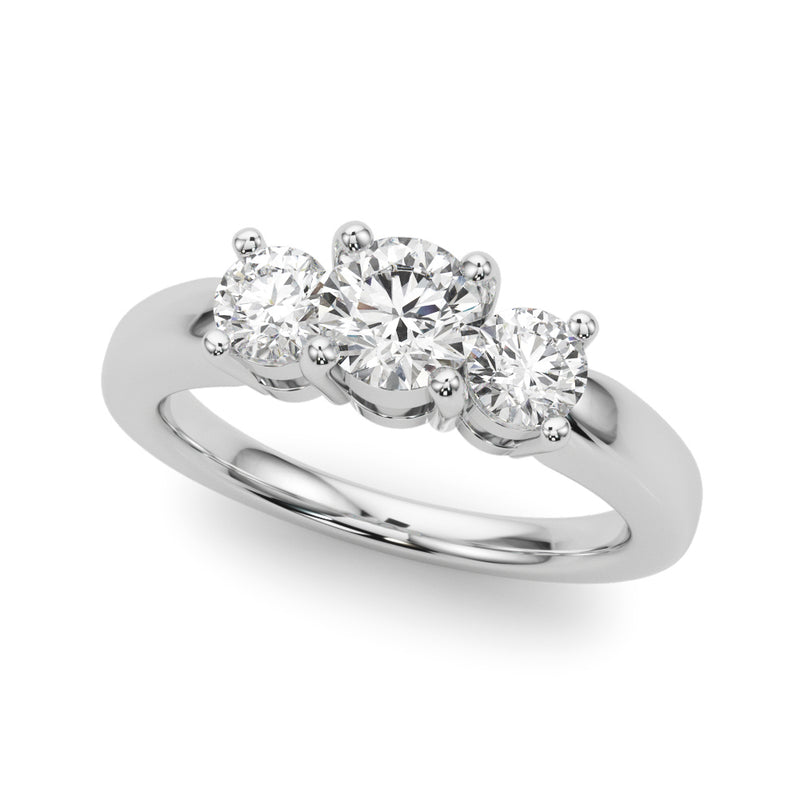 Three-Stone Engagement Ring (Round Center)