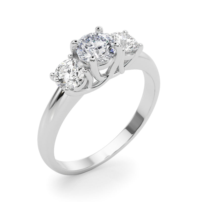Three-Stone Engagement Ring (Round Center) - alt view