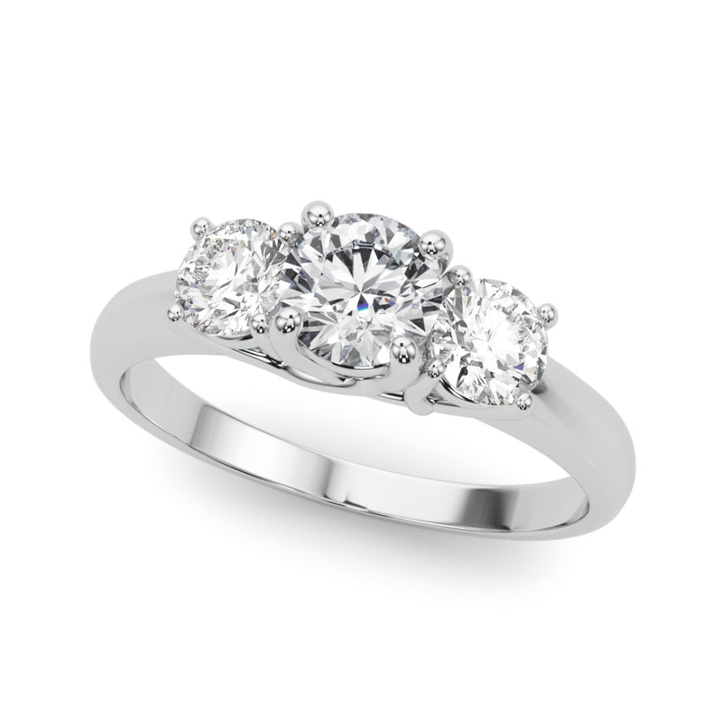 Three-Stone Engagement Ring (Round Center)