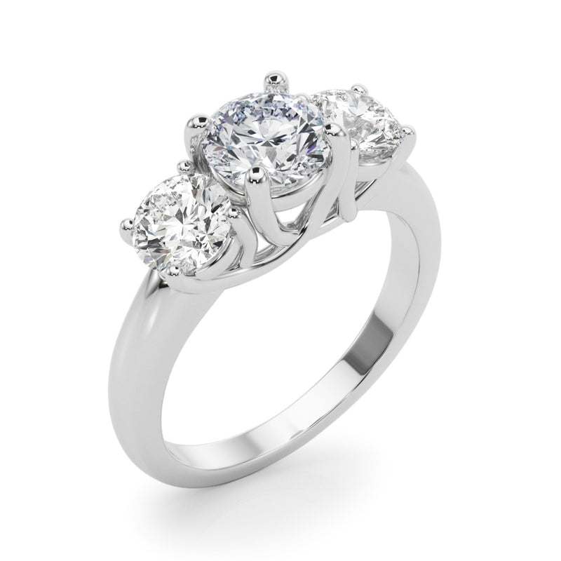 Three-Stone Engagement Ring (Round Center) - alt view