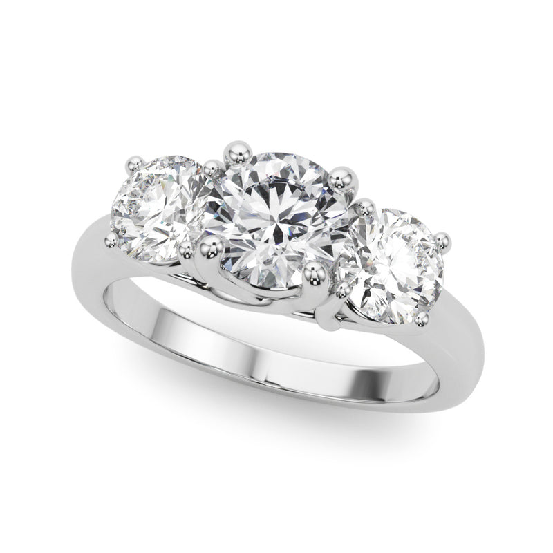 Three-Stone Engagement Ring (Round Center)