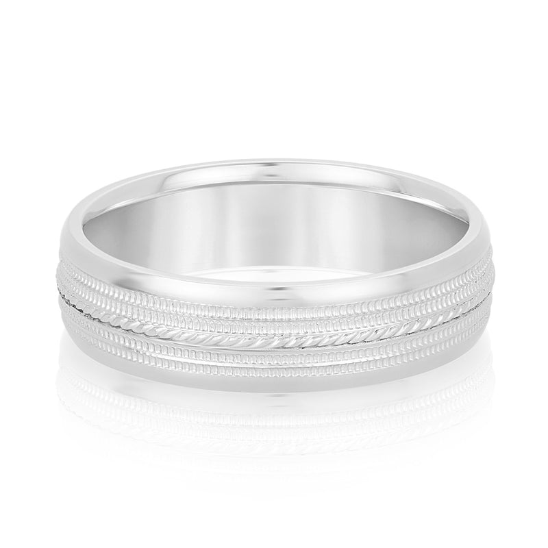 Milgrain Light WT Men's Band (N18013L)