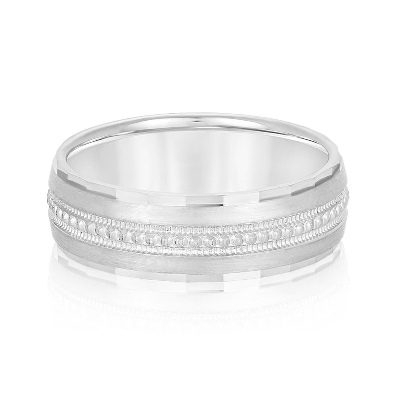 Milgrain Light WT Men's Band (N18198L)