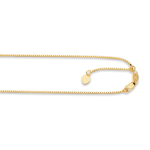 14K Gold 1.1mm Adjustable Box Chain