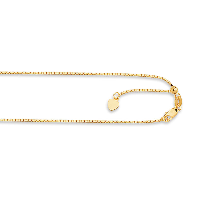 14K Gold 1.1mm Adjustable Box Chain