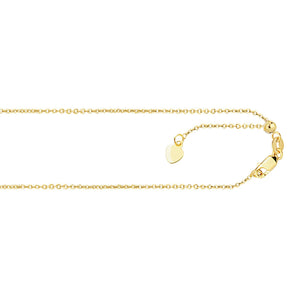 14K Gold 1.1mm Adjustable Diamond Cut Cable Chain