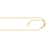 14K Gold 1.1mm Adjustable Diamond Cut Cable Chain