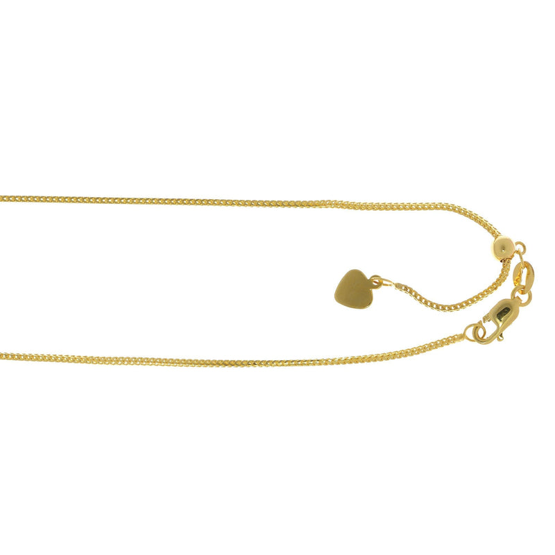 14K Gold 1mm Adjustable Franco Chain