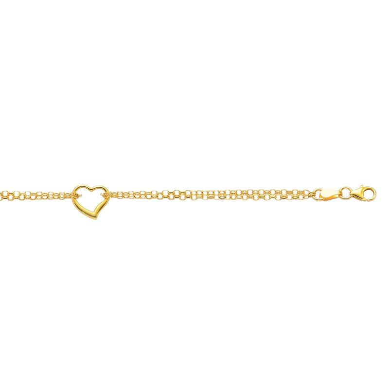14K Gold Open Heart Anklet