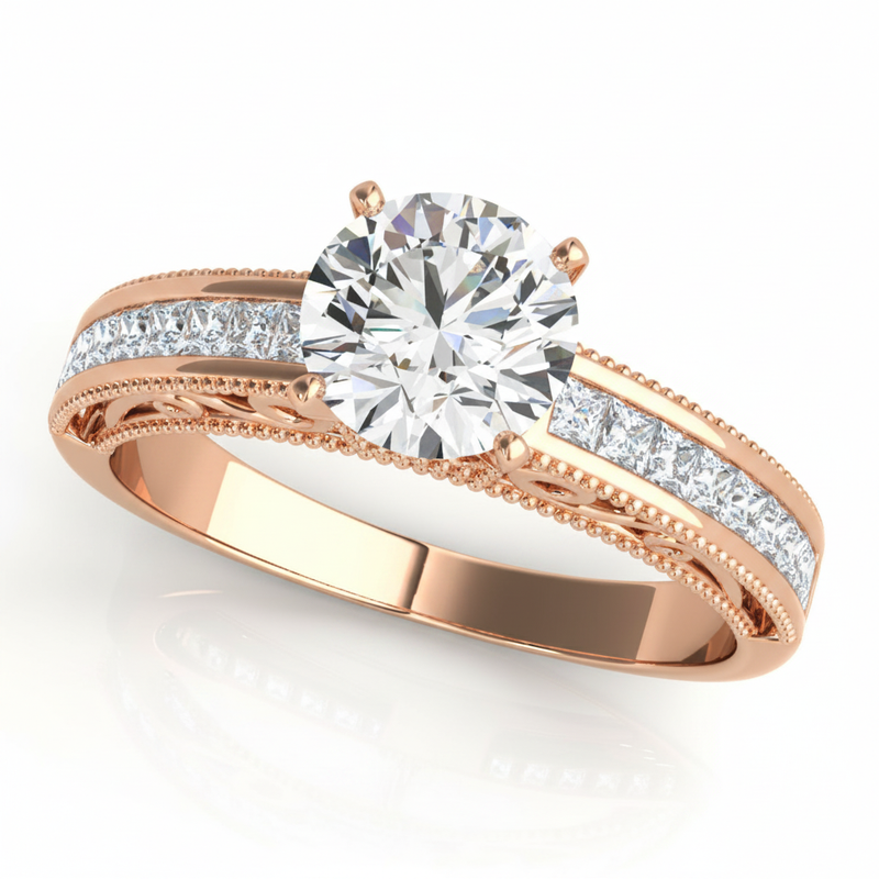 Antique Engagement Ring (50390-E) — Rose Gold