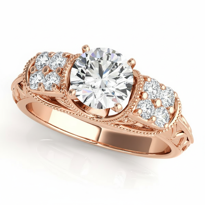 Antique Engagement Ring (50409-E) — Rose Gold